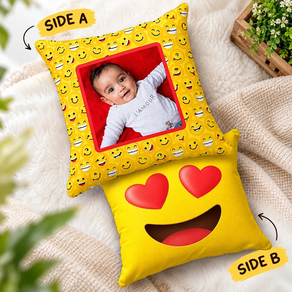Personalized Emoji Photo Pillow – Double-Sided Custom Cushion – image 1